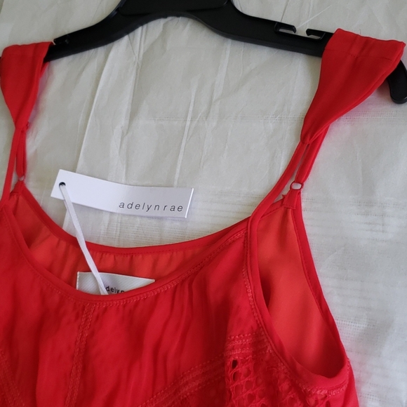 Adelyn Rae New Lace Tassle Tie Waist DRESS Red HOT Shoulder Straps Women's 🎉HP - Picture 8 of 15